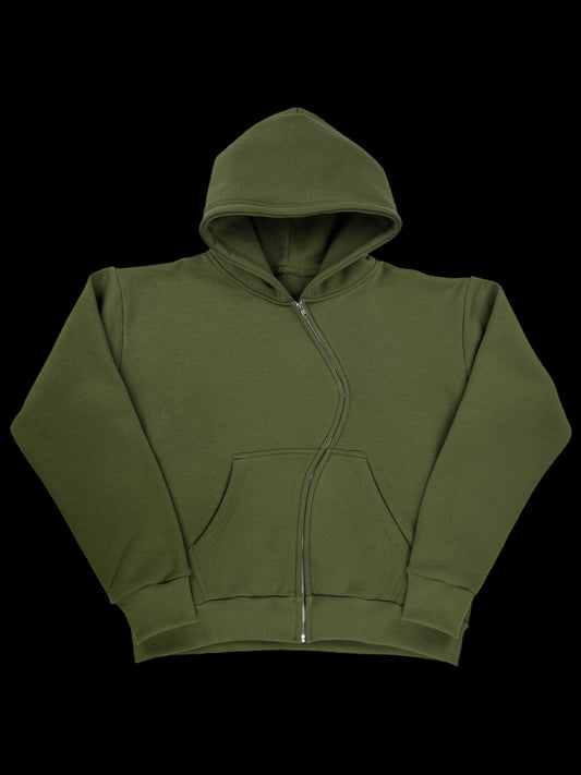 "Olive" Curved Zip-Up