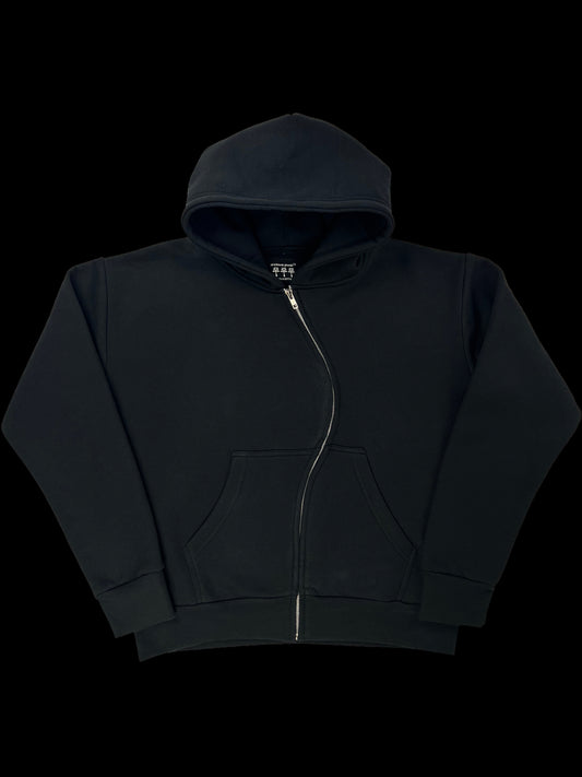 "BLACK" Curved Zip-up
